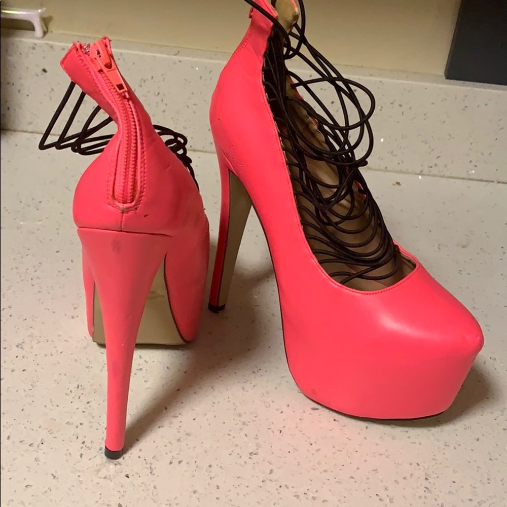 Women’s platform high heels PINK strapped
